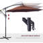 Parasol suspendu en porte-à-faux 10 ', et résistance à l'eau, réglable à 360 degrés, base, point d'inclinaison brun