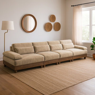 Turin 175.5" Chenille Fabric Upholstered 4Pc. Modular Sofa