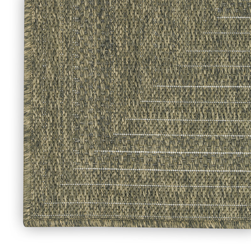 Cascio Geometric Indoor/Outdoor Area Rug, Rectangle 6' x 9', Olive
