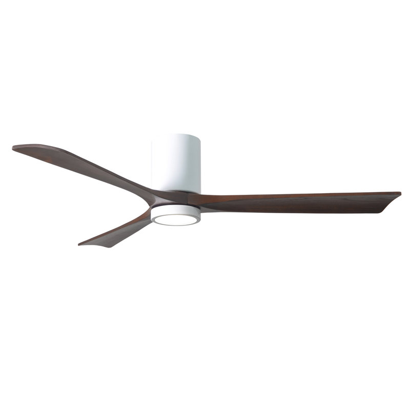 Irene LED Ceiling Fan, Gloss White, Walnut, 60"