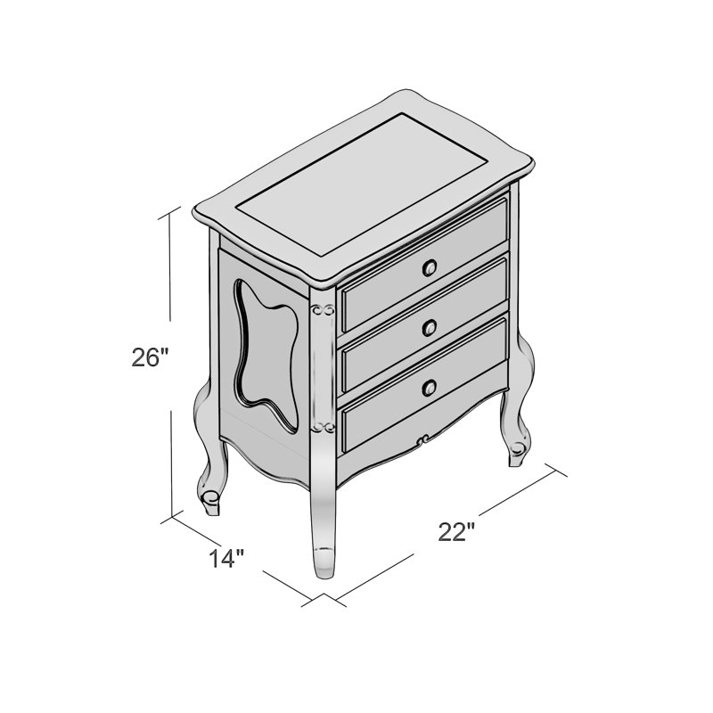 Tercero Lacey 3-Drawer Nightstand, Blanc antique