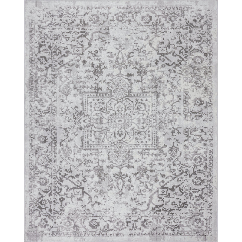 Tapis oriental gris / blanc Ruben, Rectangulaire 2 pi x 3 pi