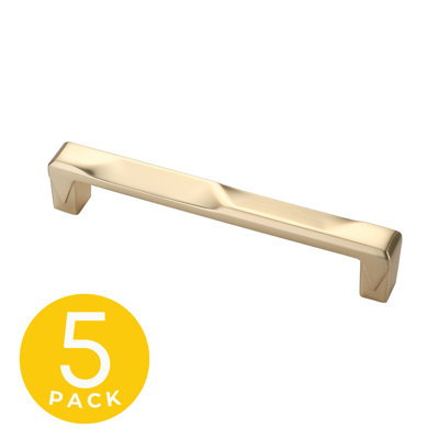 Geiger Series 5 in. (128 mm) Center-to-Center Modern Gold Cabinet Handle/Pull (5 Pack)
