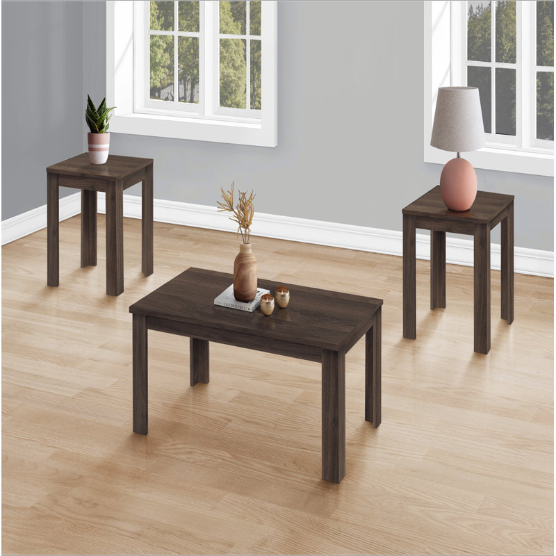Ensemble de table, ensemble de 3 pièces, café, bout, côté, décor, salon, Noyer