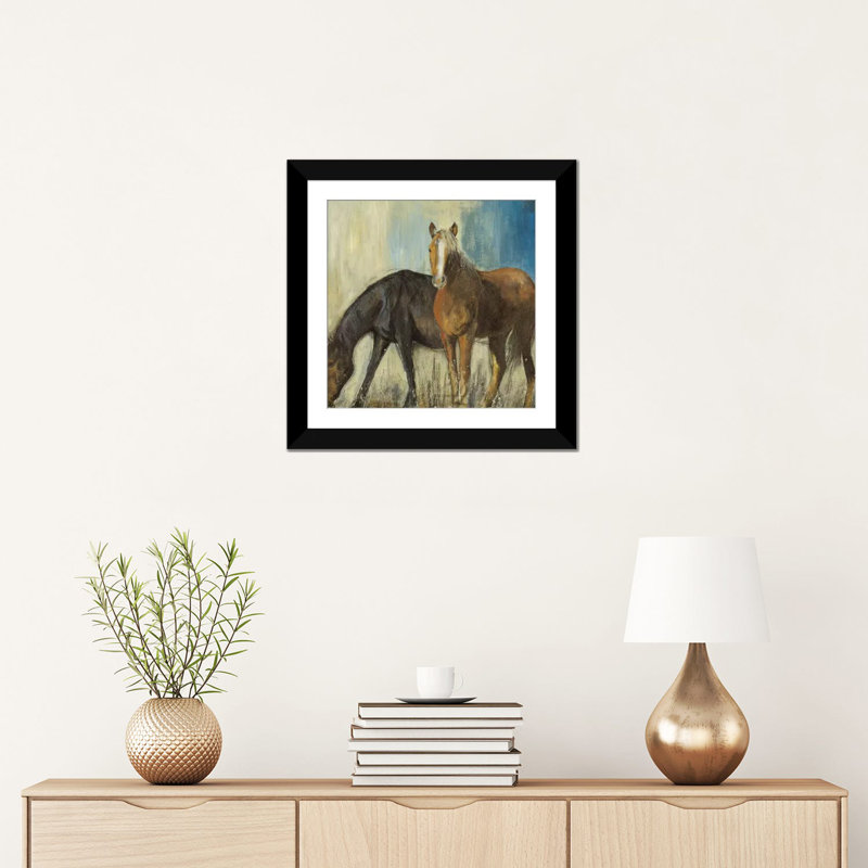 « cheval ii », impression sur toile, H 16 po x l 16 po x P 1 po, Papier d'art encadré noir, Blanc