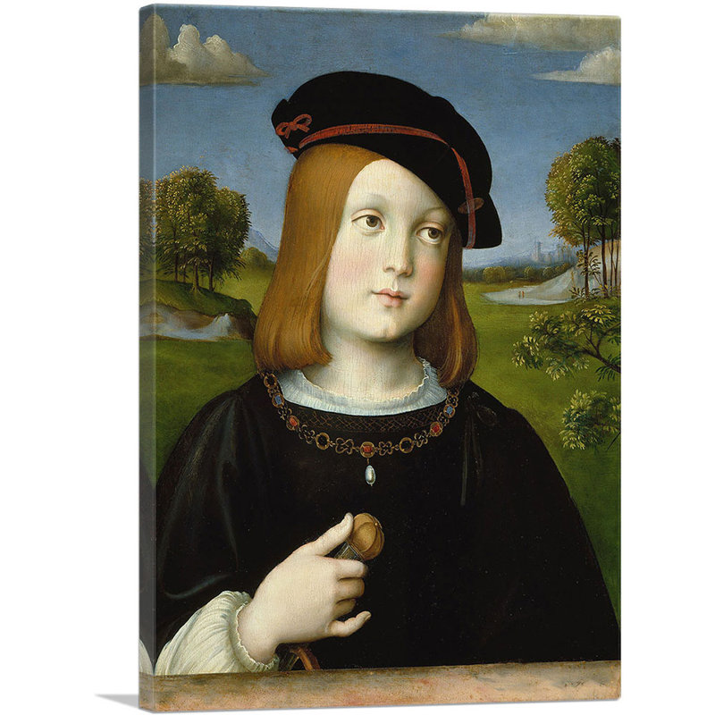 Portrait of Federico II Gonzaga 1510 par Raphael - impression sur toile tendue, H 18 po x l 12 po x 1,5 po