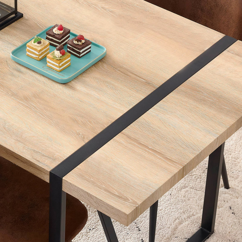 Table de salle à manger Rustic Industrial, 29.9" H x 55.1" L x 31.4" W, Black, Rustic Brown