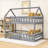 Twin Over Twin Wooden House-Shaped Bunk Bed With Ladder-1277052836