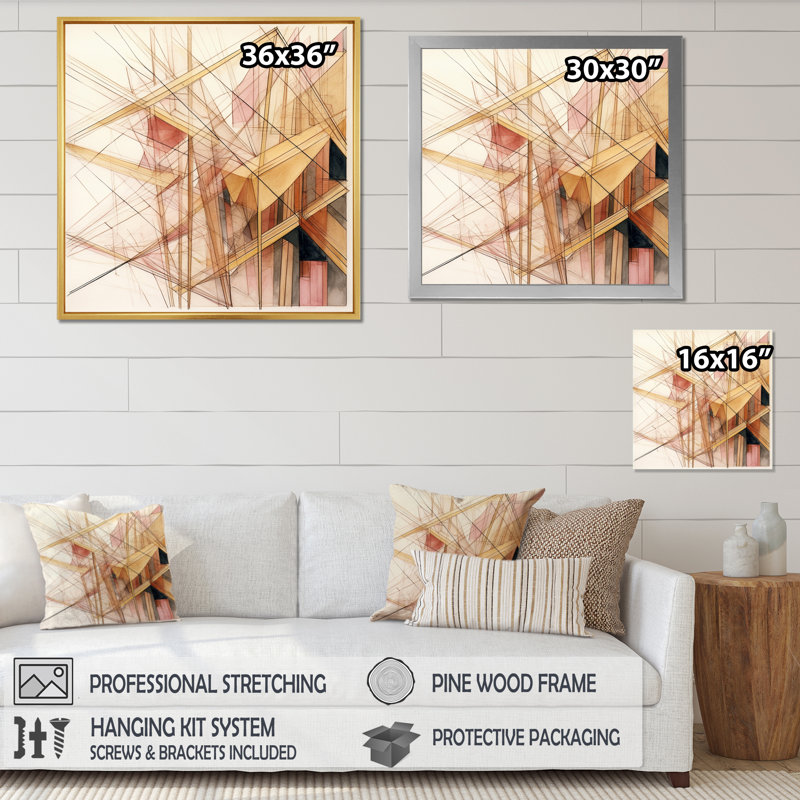 Or minimaliste et beige, Cadre doré à une seule photo, H 40 po x l 30 po x P 1,5 po