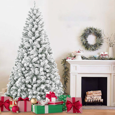Arbre de Noël floqué avec support en métal robuste pour la décoration de maison, de bureau ou d'appartement