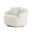 Ultra Plush Faux Rabbit Fur Oversized Swivel Barrel Chair with Three Pillows-1863962692