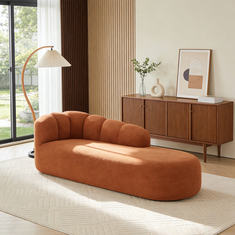 Méridienne à compression moderne avec dossier rembourré, Orange foncé