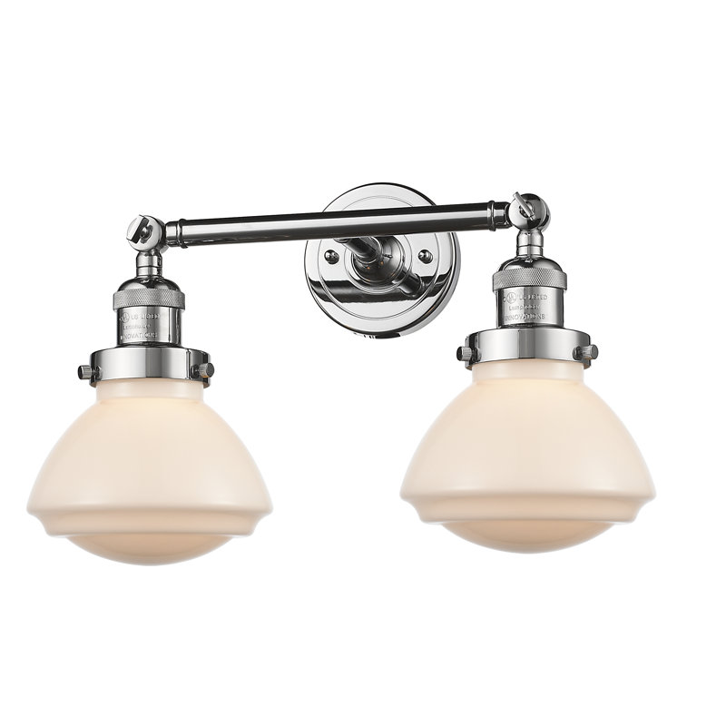 Éclairage pour salle de bain 2 lumières Chesterville, Ampoule incandescente rétro de 60 watts, Blanc mat, Chrome poli