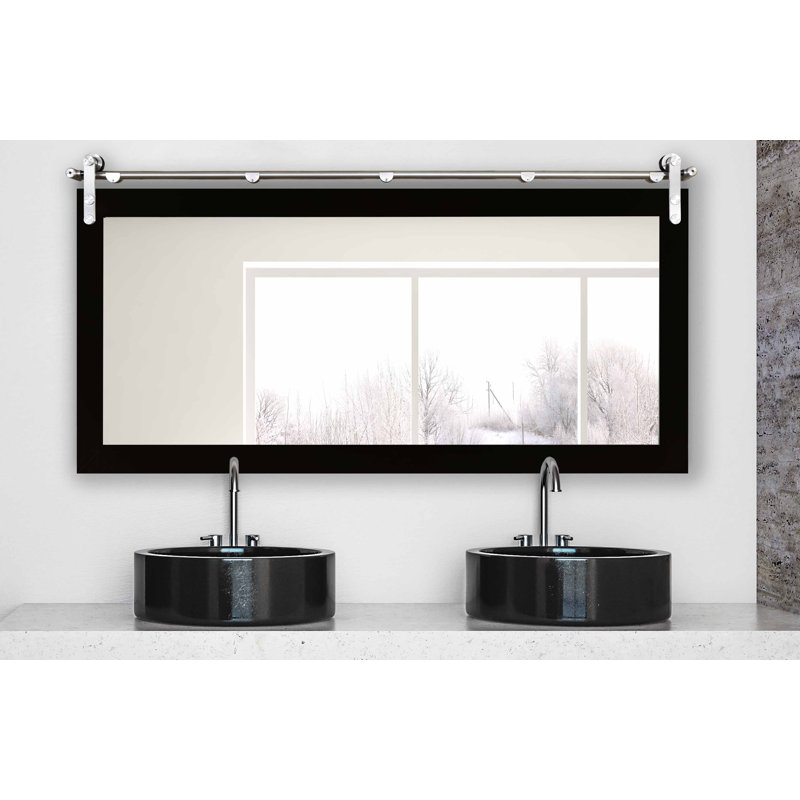 Karlyn Engineered Wood Flat Mirror, 30.5 x 55.5, Black