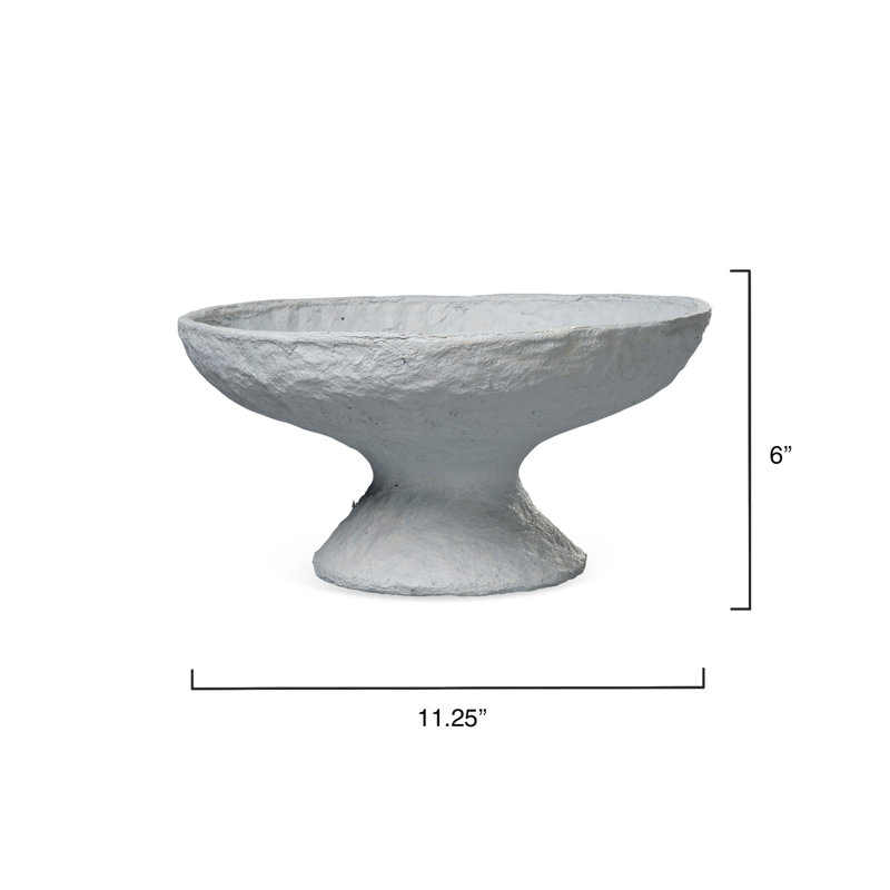 Blue Handmade Cotton Mache Pedestal Decorative Bowl