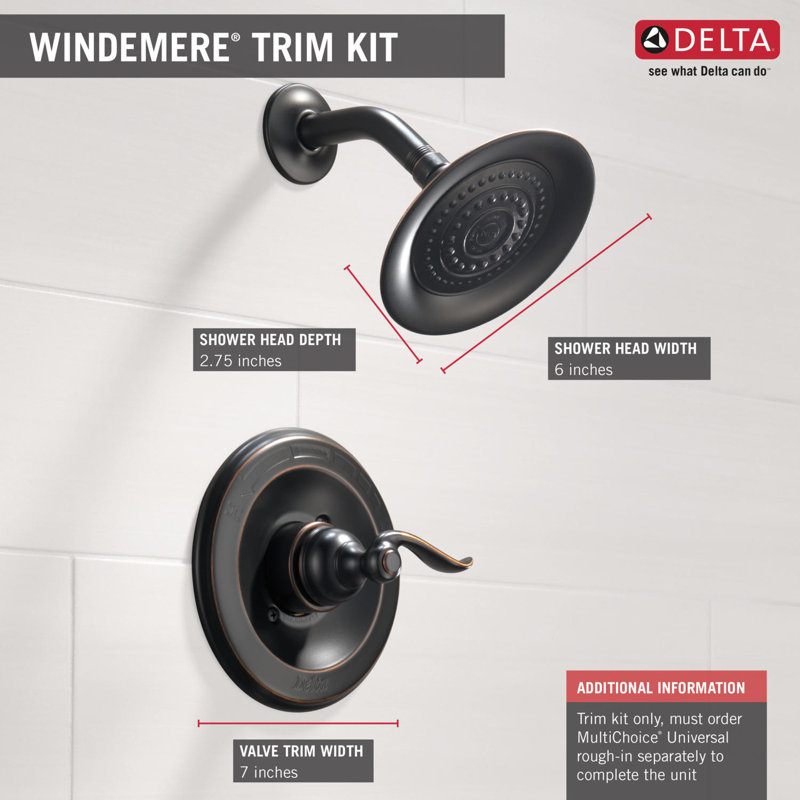 Ensemble de garniture de robinet de douche Windemere, ensemble de robinet de douche, ensemble de pomme de douche et poignée, ensemble de douche