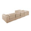 Canapé modulaire en L en cuir véritable 4 pièces beige avec 3 fauteuils inclinables électriques et appuis-tête réglables-130816886-130816889