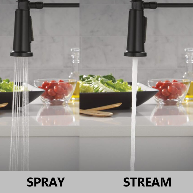 Robinet de cuisine rétractable à jet, robinet de cuisine à ressort, robinet monotrou, Noir mat