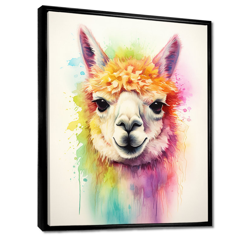 Cool Alpaca Portrait - reproduction d'art mural Alpaca, Cadre flottant noir, H 20 po x l 12 po
