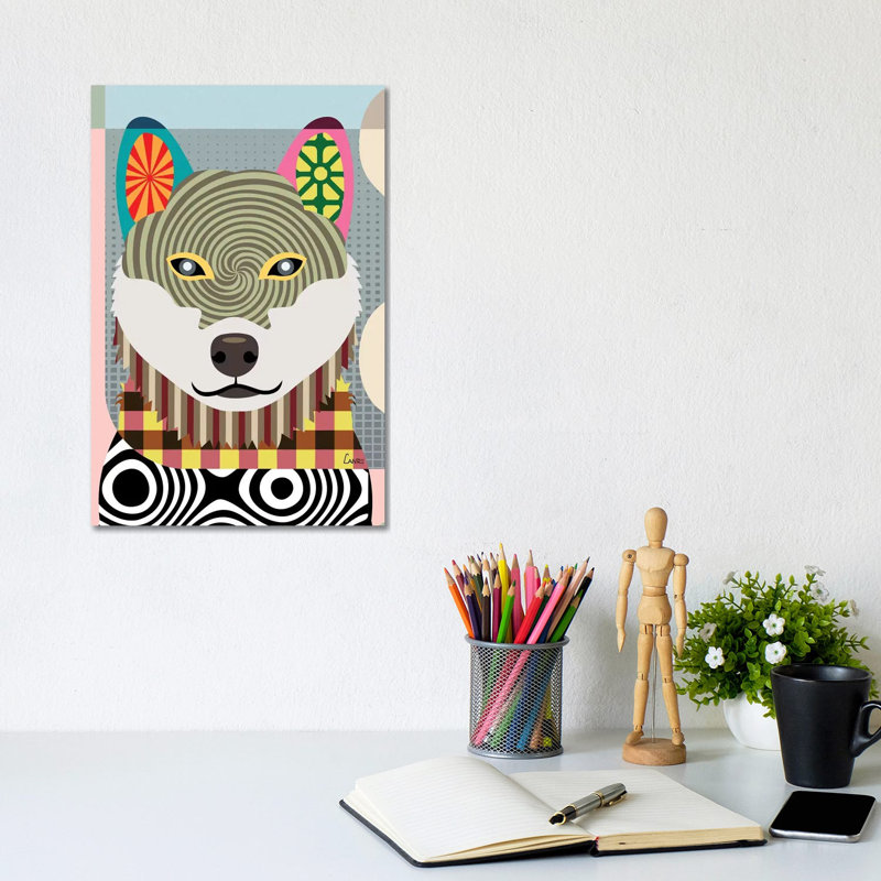Shiba Inu by Lanre Studio - Wrapped Canvas Print, 20.32 cm H x 30.48 cm W