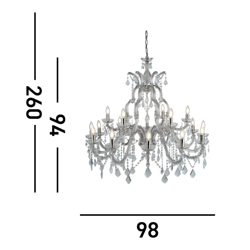 Kelly 18 - Light Candle Style Chandelier, Chrome