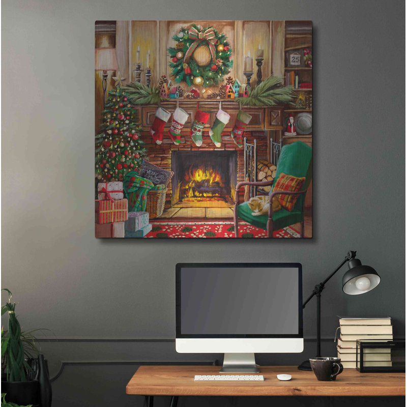 «Fireside Christmas» par Nicky Boehme, H 36 po x l 36 po
