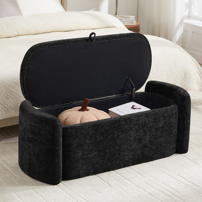 Banc de rangement avec repose-pieds et espace de rangement pour petits espaces, Noir, noir, noir, noir