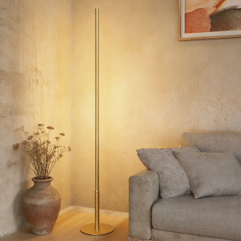 Modern Corner Floor Lamp With Remote Control - Dimmable Led Standing Light With Adjustable Color Temperature 2700K-6500K, Slim Metal Design For Living Room And Bedroom