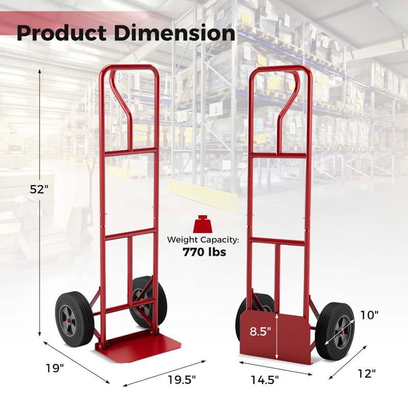 Chariot à main robuste de 660 lb avec plaque de nez pliable Costway, Rouge