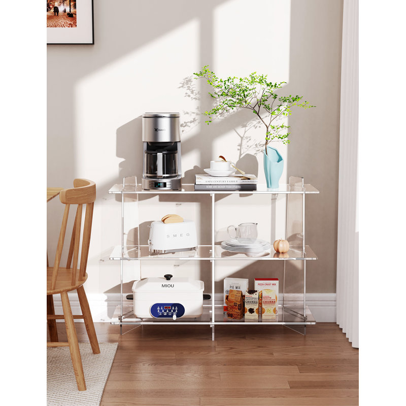 Veliz Acrylic Bookshelf, 3 tier Bookcase for Small Spaces, Acrylic Entryway Console Table, Clear