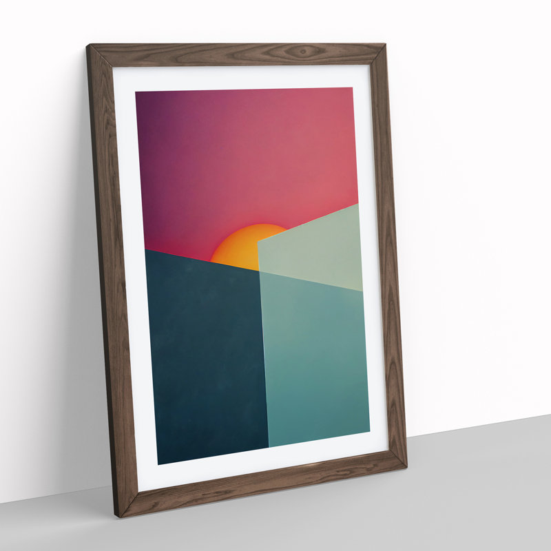 Brilliant Abstract Sunset - Single Picture Frame Print, Walnut, 64cm H x 46cm W x 2cm D