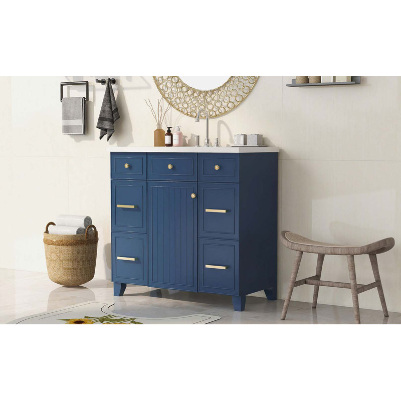 Meuble-lavabo simple 36,11 avec comptoir, Vert