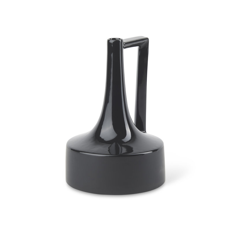 Vase de table en céramique Alisone, H 10 po x l 7 po x P 7 po, Noir mat