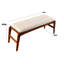 Élégant banc en bois de charme 47,2 po x 15,7 po x 17,7 po | Coussin luxueux en lin crème, finition noyer et crème | Parfait pour les vestibules modernes, les salons et les chambres à coucher, design élégant et durable