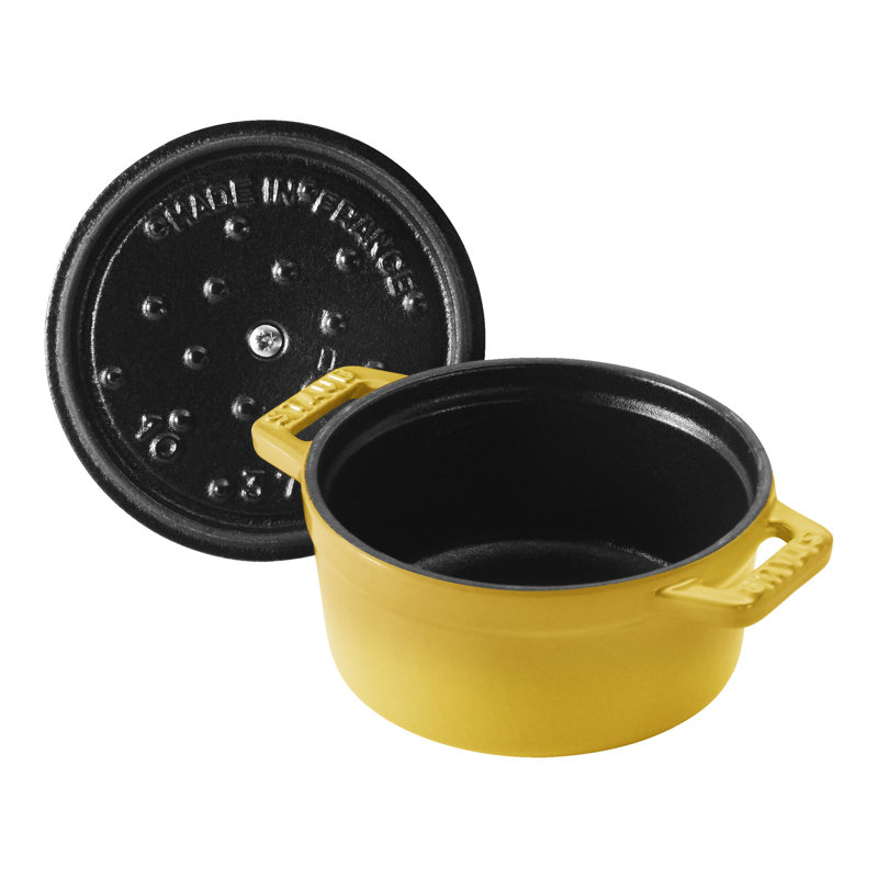 La Cocotte 250 ml Cast Iron Round Mini Cocotte, Citron