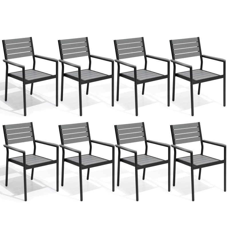 Chaise de salle à manger en aluminium empilable pour l'extérieur, Gris foncé