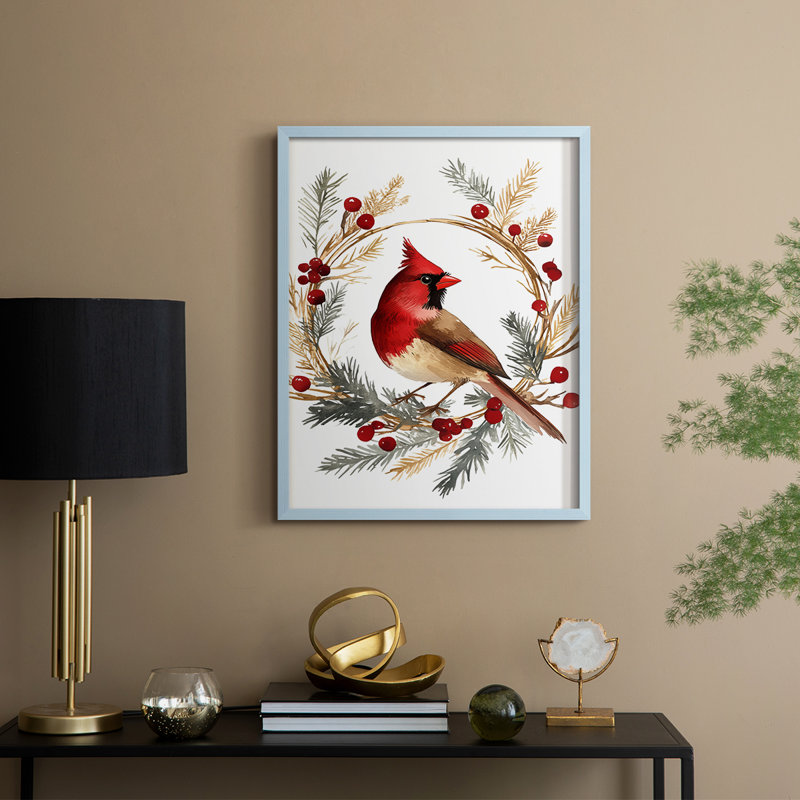 «Christmas Holiday Art CMLXVII», reproduction d'art encadrée - bois massif, H 11 po x l 9 po, Bleu