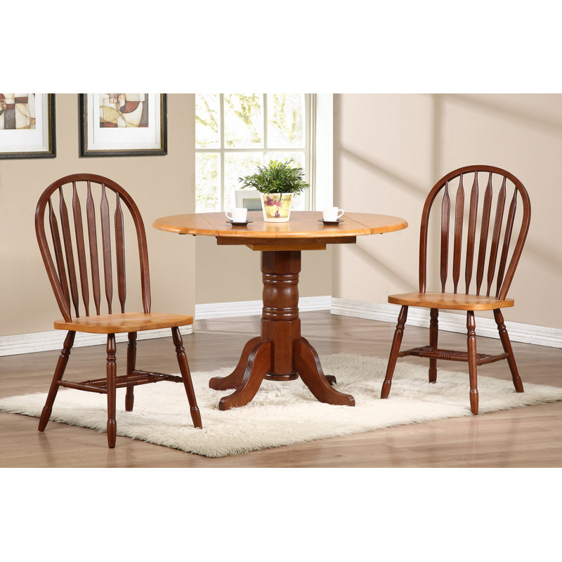 Ashelman Solid Wood Top Pedestal Dining Set, Light Oak, Nutmeg/Light Oak, Brown