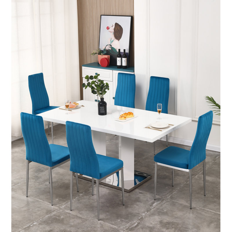 Brittlynn 6 - Person Dining Set, Blue