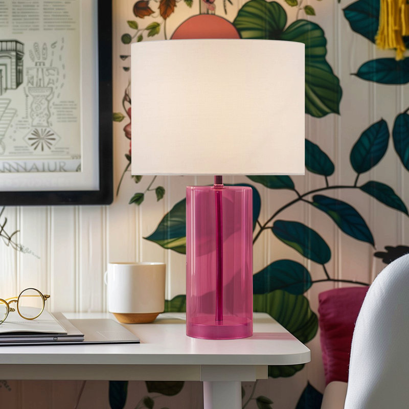 Glass Table Lamp Pink See Below
