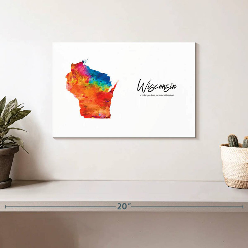 Carte de Aliaz Badger State, Wisconsin, H 8 po x l 12 po