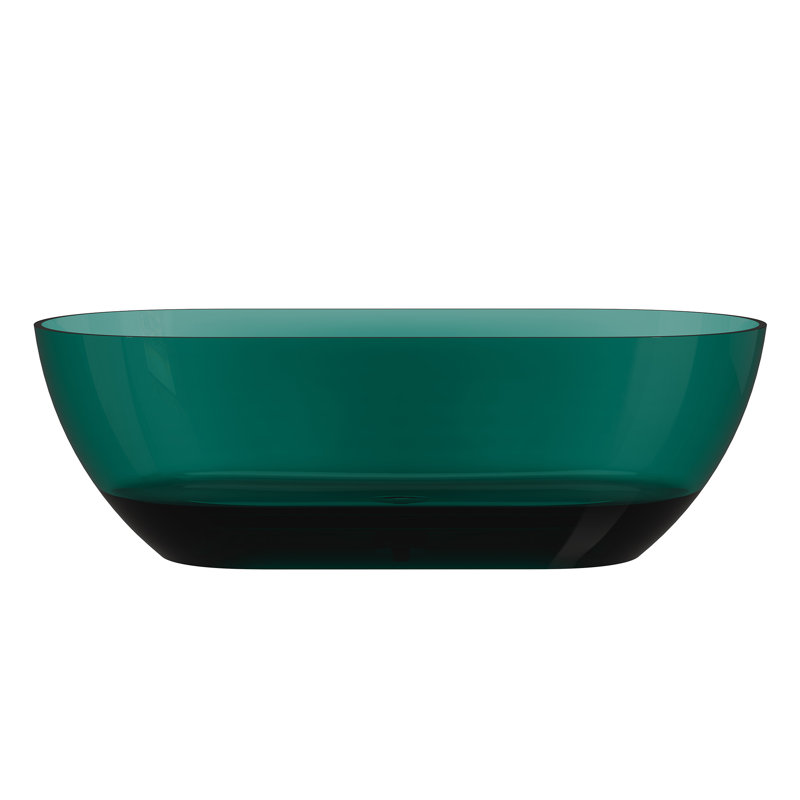 69'' Ocean Blue Transparent Resin Freestanding Soaking Bathtub