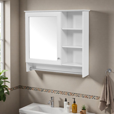 Armoire à miroir murale 30 po 2 en 1 avec tablette réglable, charnières à fermeture en douceur, panneau de fibres à densité moyenne de haute qualité, pour meuble-lavabo, salon, rangement de chambre à coucher