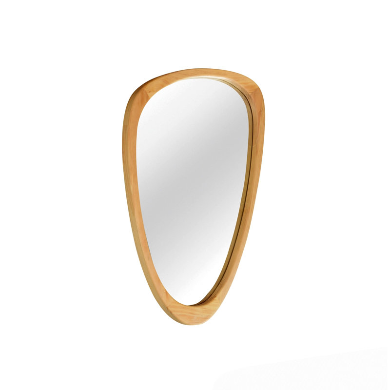 20"x30" Irregular Solid Wood Frame Decorative Mirror, Oak