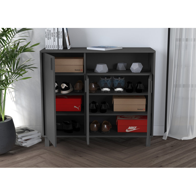 16 Pair Shoe Storage Cabinet, Graphite