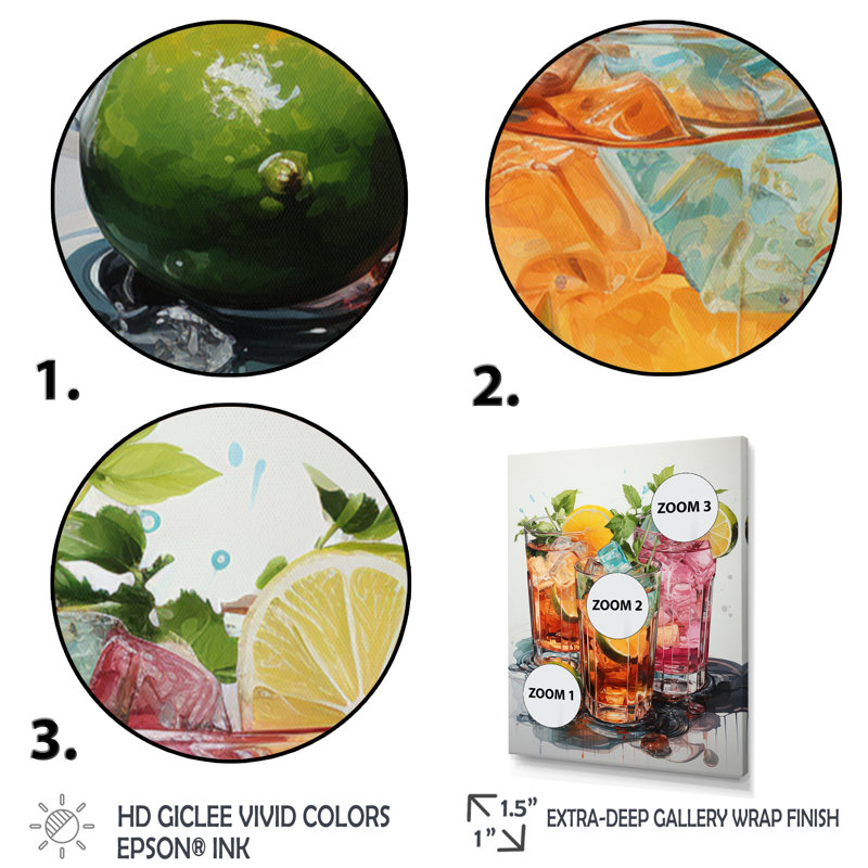 Hykeem Food Cocktail A Glamour I, H 32 po x l 16 po x P 1 po, Toile tendue