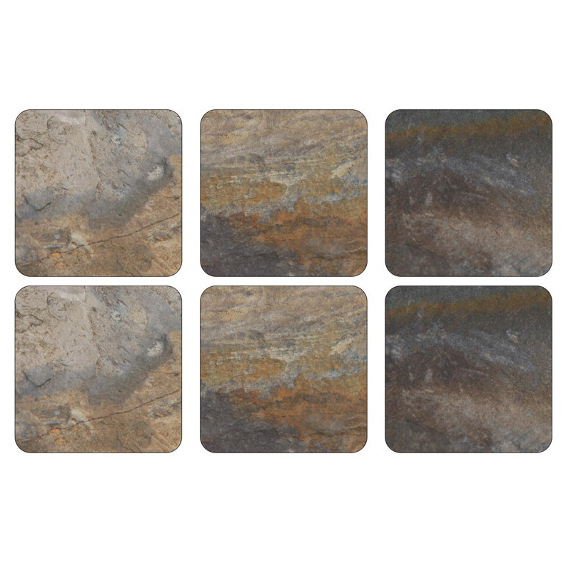 Portmeirion, Pimpernel, Coasters - Earth Slate, Brown
