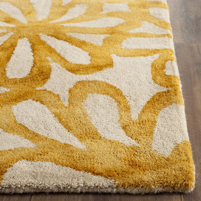 Tapis beige en laine / coton touffeté à la main Narmada, Rectangle 3 pi x 5 pi