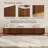 94.5" Brown Wood Patchwork Marble Countertop TV Storage Cabinet, 4 Drawers-189110014-189035818