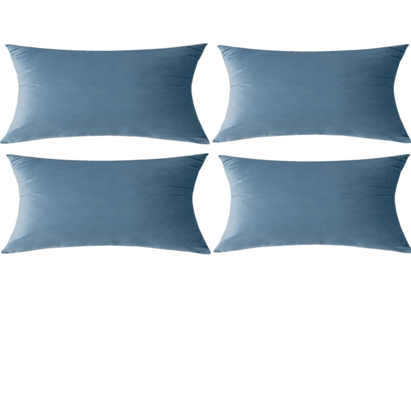 Ensemble de 4 housses de coussin en velours, Bleu mer